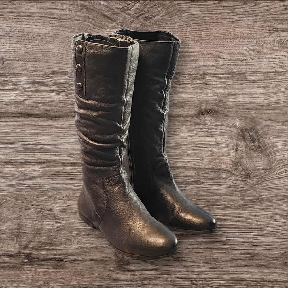 Women Vintage Leather Black Boots By Michelle D Size 7M